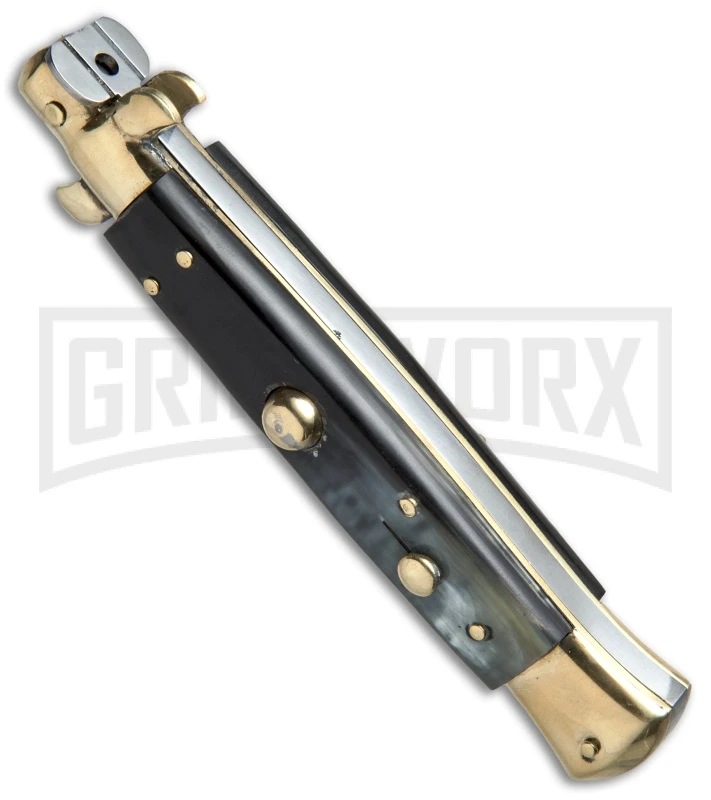 AGA Campolin 10" Brazilian Horn Picklock Stiletto Brass Bolster - Satin Kris