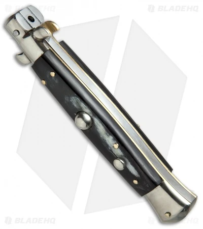 AGA Campolin 10" Italian Stiletto Picklock Automatic Brazil Horn (4.5" Kris)