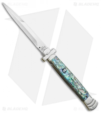 AGA Campolin 11" Maltese Cr. Bayo Automatic Italian Stiletto Abalone (5" Satin)