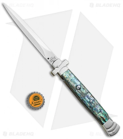 AGA Campolin 11" Maltese Cr. Dagger Auto Italian Stiletto Abalone (5" Satin)