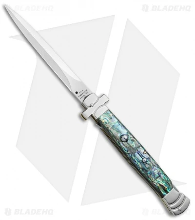 AGA Campolin 11" Maltese Cr. Dagger Auto Italian Stiletto Abalone (5" Satin)