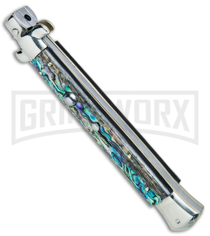 AGA Campolin 11" 2017 Italian Picklock Abalone Automatic Knife - Bayonet