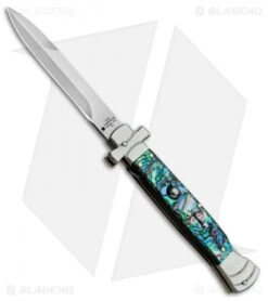 AGA Campolin 9" Maltese Cross Bayonet Italian Stiletto Knife Abalone (4" Satin)