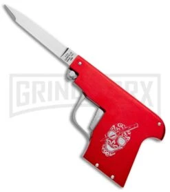 AGA Campolin Red Automatic Gun Knife - Satin Plain