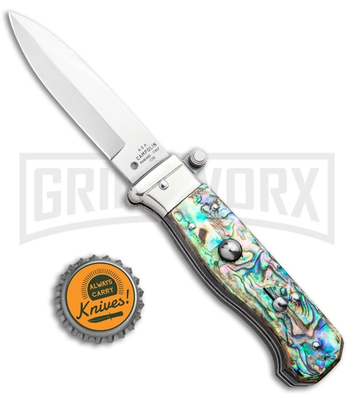 AGA Campolin Piccolo Abalone Italian Automatic Knife - Satin Plain