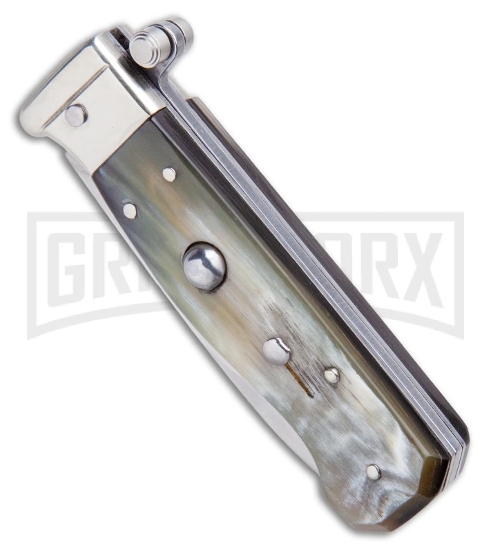 AGA Campolin Piccolo Brazilian Horn Italian Automatic Knife - Satin Plain