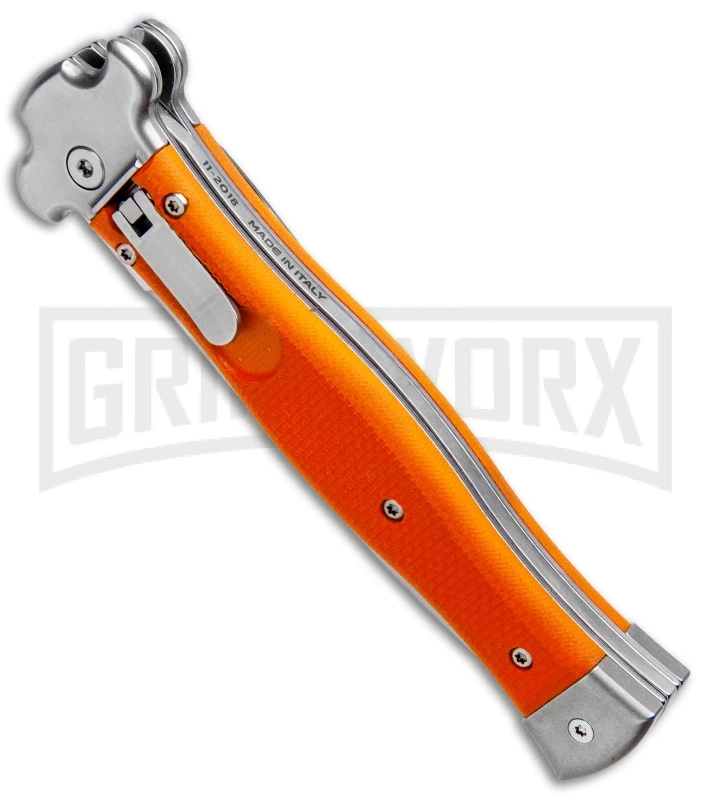 AGA Campolin Zero Orange G-10 Leverlock Automatic Knife - Dagger Satin Plain