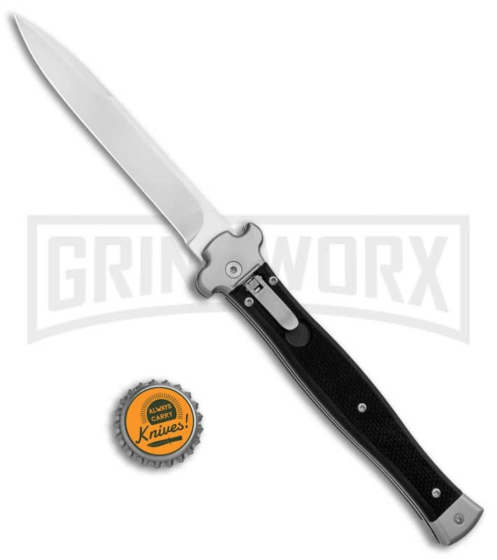 AGA Campolin Zero+ Italian Leverlock Automatic Knife Black G-10 - Bayonet Plain