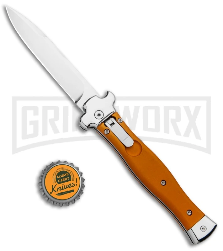 AGA Campolin Zero Orange Aluminum Leverlock Automatic - Bayonet Tumbled Plain