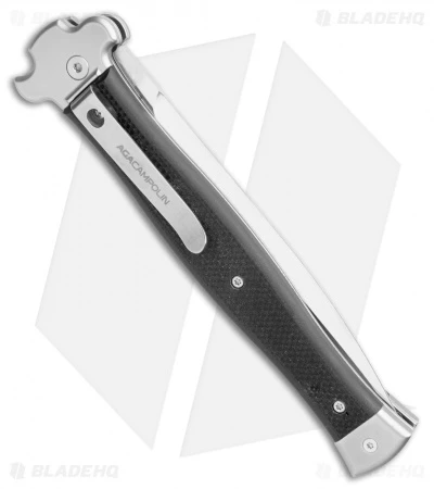 AGA Campolin Zero+ Italian Leverlock Automatic Knife Black G-10 (4.5"STN Dagger)