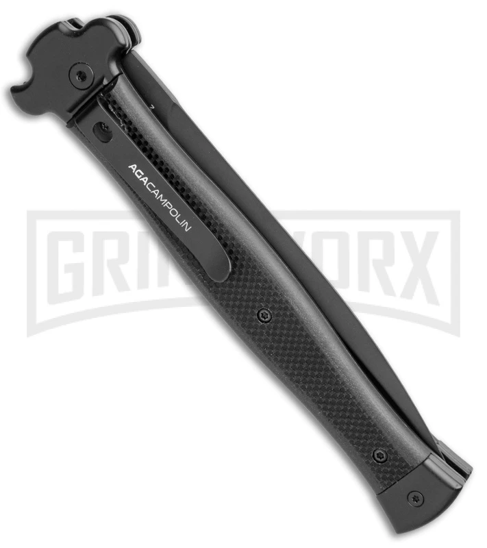 AGA Campolin Zero+ Italian Leverlock Automatic Knife Black G-10 (4.5"Blk Dagger)
