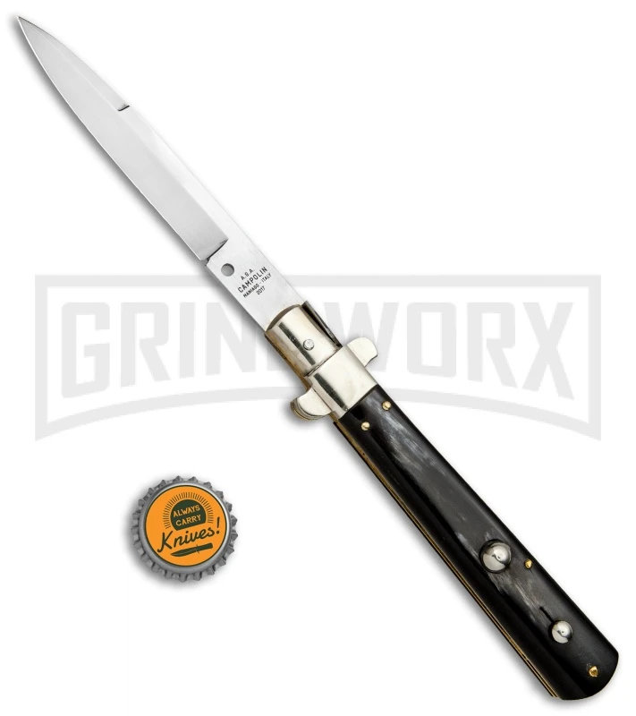 AGA Campolin 11" Frosolone Brazilian Horn Stiletto Automatic Knife - Bayonet