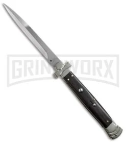 A.G.A. Campolin 11" Maltese Cross Stiletto Ebony Automatic Knife - Bayonet