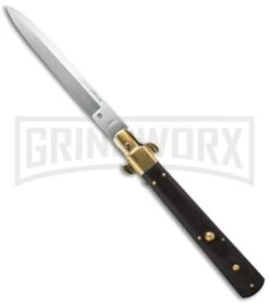 AGA Campolin 13" Italian Frosolone Ebony Wood Automatic Knife - Bayonet