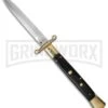 AGA Campolin 13" Stiletto Brass Swinguard Ebony Wood Automatic Knife - Dagger