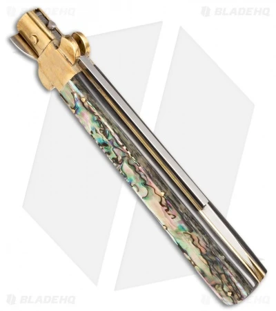AGA Campolin 13" Italian Frosolone Automatic Knife Brass/Abalone (Bayonet)