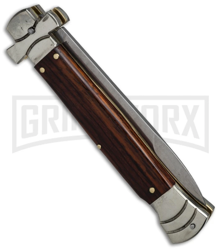 A.G.A. Campolin 9" Maltese Cross Stiletto Cocobolo Automatic Knife - Bayonet