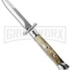 AGA Campolin 9" Italian Stiletto Swinguard Honey Horn Automatic Knife - Bayonet