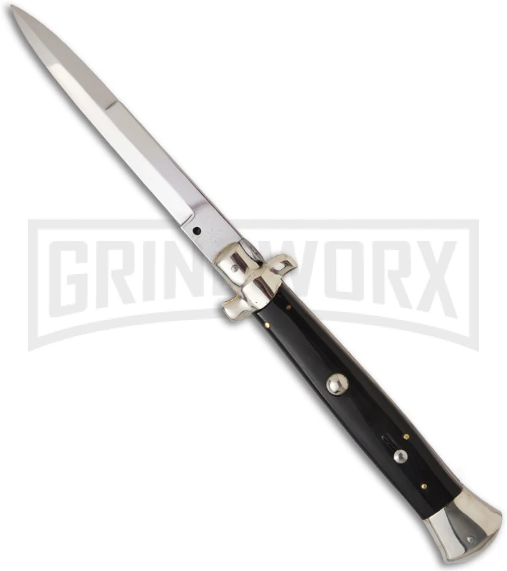 A.G.A. Campolin 15" Italian Stiletto Dark Horn Automatic Knife - Bayonet