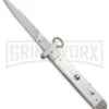 AGA Campolin 9" Francese Ring Pull White Pearlex Automatic Knife - Flat