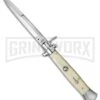 AGA Campolin 15" Italian Stiletto Sim Ivory Ring Pull Automatic Knife - Bayonet